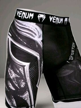 Venum Gladiator 3.0 Compression Vale Tudo Shorts - Black/White/Gray Brand New